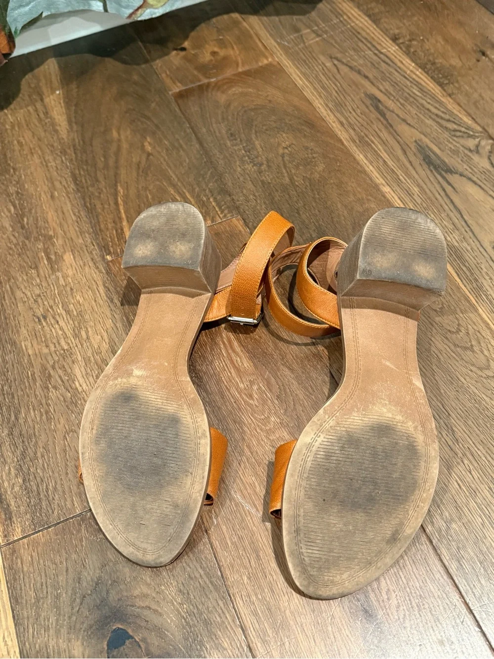 Steve Madden Kemmy Tan Leather Ankle-Strap Block Heel Sandals  Size 9